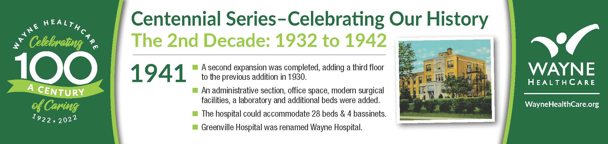 2nd Decade Centennial  information about Wayne HealthCare Picture with addition to hospital